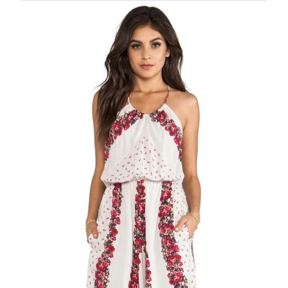 Free People Simona Floral Roses Midi Backless Halter Dress WITH POCKETS Size M - Picture 11 of 14